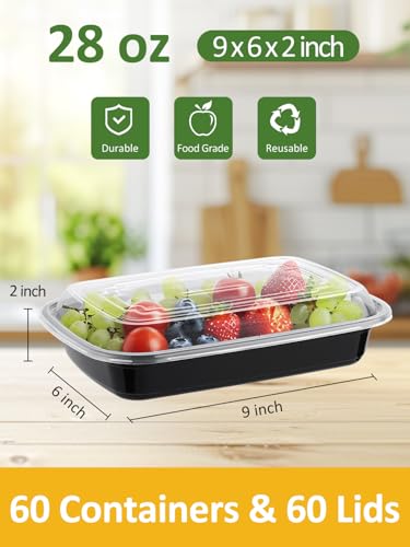 60 Sets 28oz Meal Prep Container (1 Compartment-28oz)