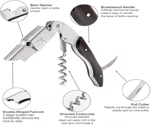 Professional Waiter Corkscrew Wine Key for Bartenders Set of 3 (3 Count)