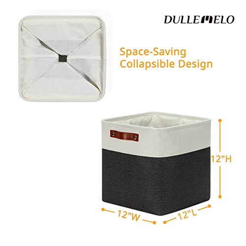 Set Of 4 Cube Storage Bins (White&Black / M-12"x 12"x12")
