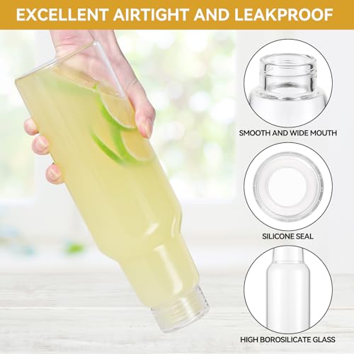 34 Oz Glass Juice Bottles with Lids