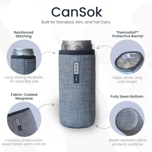 CanSok Sleeve for Beer & Soda Insulated Neoprene Cover (Baseball / 12oz Slim Can Sleeve)