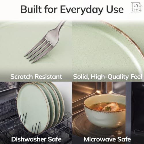 24 Piece Stoneware Dinnerware Set for 6 (Rustic / Green / Set for 6 (24pcs))