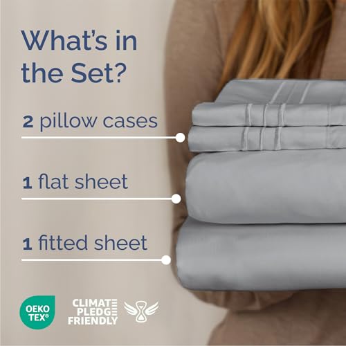 Queen Size 4 Piece Sheet Set (05 - Steel Blue / Queen)