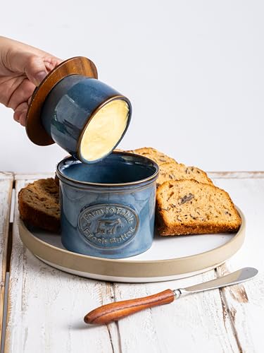 French Butter Dish with Lid (Blue / Cow-3.94"dia)