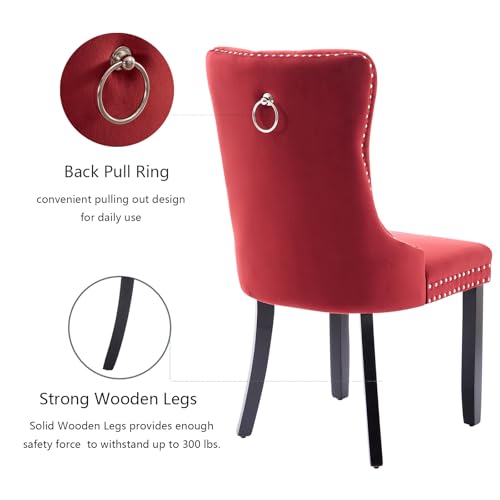 Wine Red Velvet Dining Chairs Set of 4 (Wine Red)