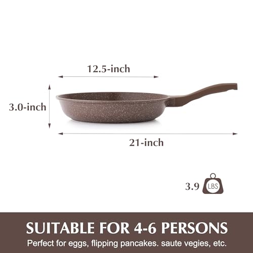 Nonstick Frying Pan Skillet (12.5 Inch / Toffee Brown)