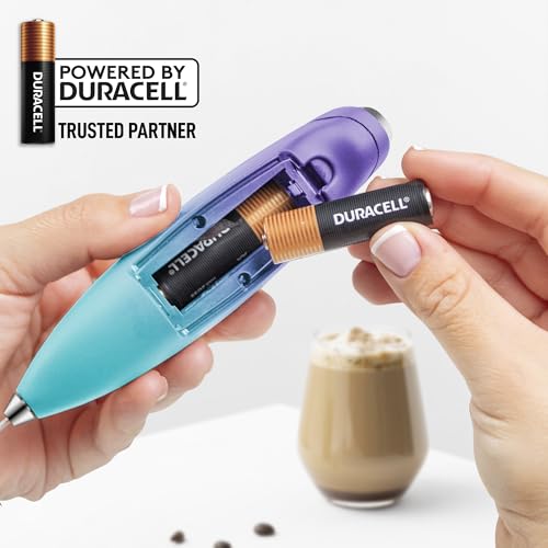 Powerful Milk Frother Wand With Duracell Batteries (Spectral Sea / Double Whisk + Batteries)