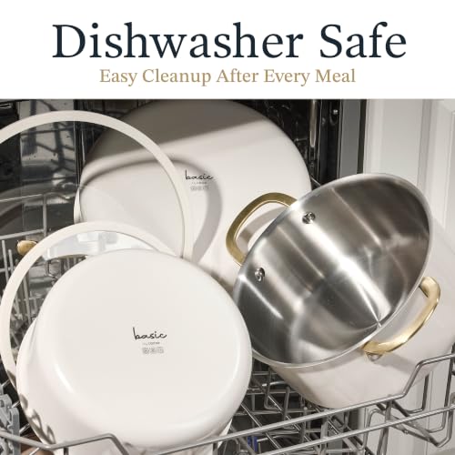 21pcs Tri Ply Stainless Steel Cookware Set with Detachable Handle (White / 21 PCS)
