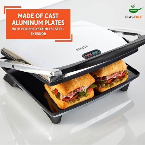 12 x 10 Inch Stainless Steel Electric Panini Press Ceramic (12 x 10 inches (Pack of 1) / Ceramic)