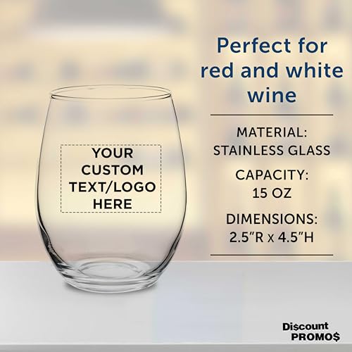 Custom Stemless Wine Glasses in Bulk by ARC Perfection (100 Count)