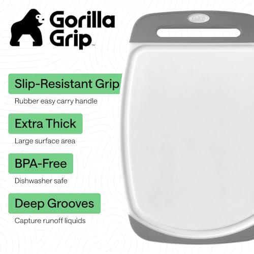 BPA Free Reversible Kitchen Cutting Board (Gray/White / Large (Pack of 3))