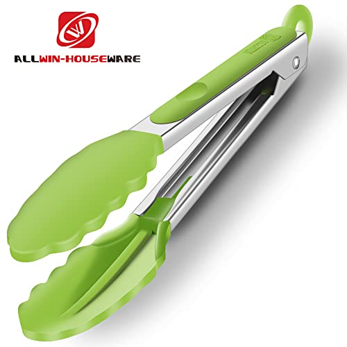 2 Pack Silicone Kitchen Tongs (Light Green)