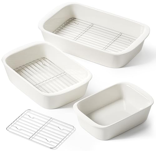 Ceramic Casserole Dishes for Oven with 304 Racks (3 Count)