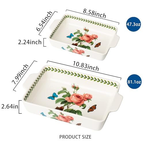 ONCCI In Glaze Ceramic Baking Dish Set of 2 (Pink Rose)