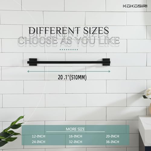 Towel Rail Bathroom Towel Bars Matte Black 20 Inch Towel Holder for Bath Cabinet Kitchen Wall Mount Stainless Steel B4005BK (Matte Black / 20-Inch)