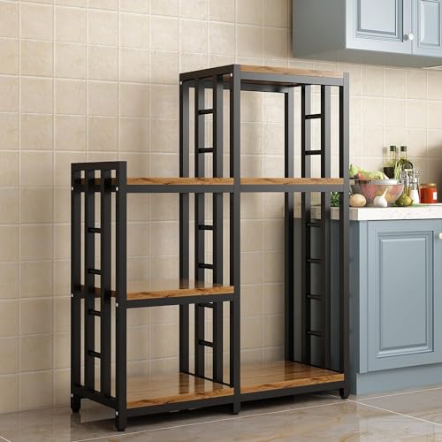 Kitchen Storage Shelf Bakers Rack (Brown No Wheels)