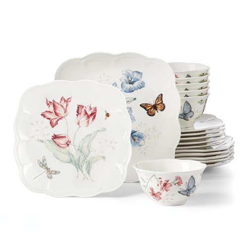 Butterfly Meadow Square Porcelain 18 (18-Piece Dinnerware Set, Square)