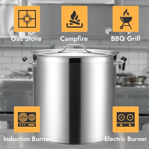 75 Quart Large Stock Pot with Lid (75 Quarts)