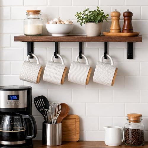15 OZ Stackable Coffee Mugs Set of 4 (Off-White / 15 Ounces)