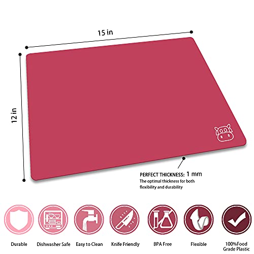 Flexible Plastic Cutting Board Set of 5 Gradient Color (Pink)