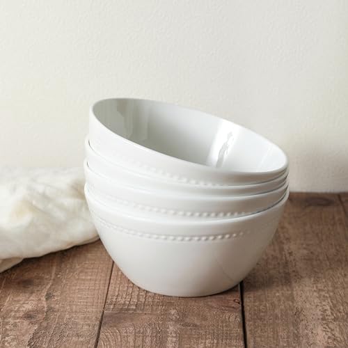 Bone China Pinpoint Embossed 32 Piece Dinnerware Set (Pinpoint - White / 32 Piece Service for 8)