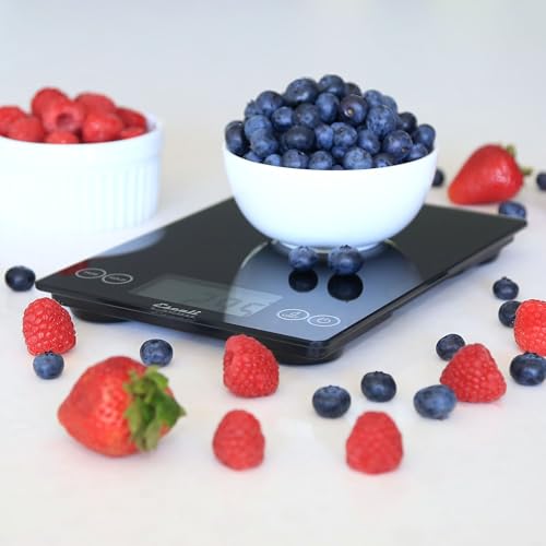 Arti Glass Food Scale Digital Countertop Kitchen (Black / 9" x 6.5" x .75")