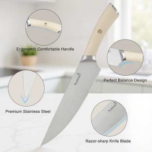 Upgraded Knife Set High Carbon Stainless Steel Super Sharp Blade Ergonomic Rivet Handle (15 Count)