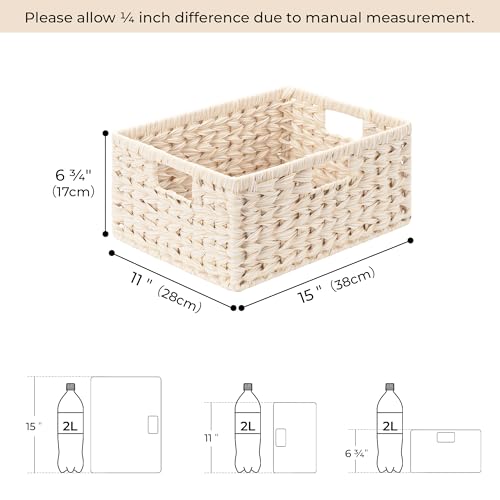 Wicker Storage Baskets for Shelves (Butter Milk / 15"L x 11"W x 6¾"H)