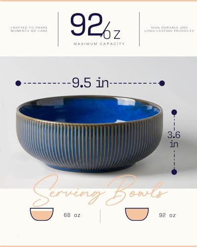 Large Serving Bowls (Embossed Stripes (Vintage Blue) / 9.5")