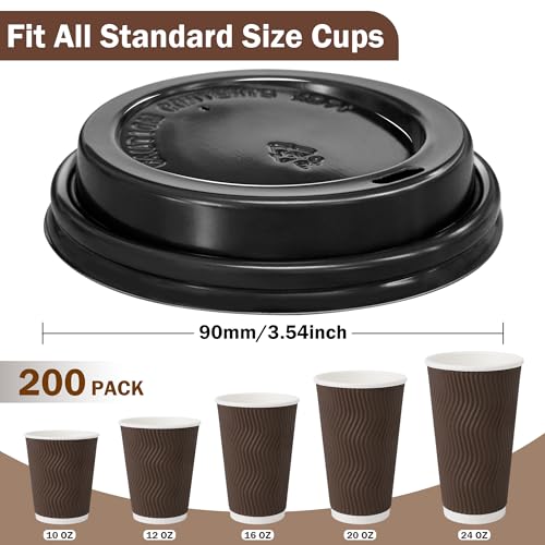200 Pack Black Coffee Cups Lids 3.54'' (LidsG 200 Pack)