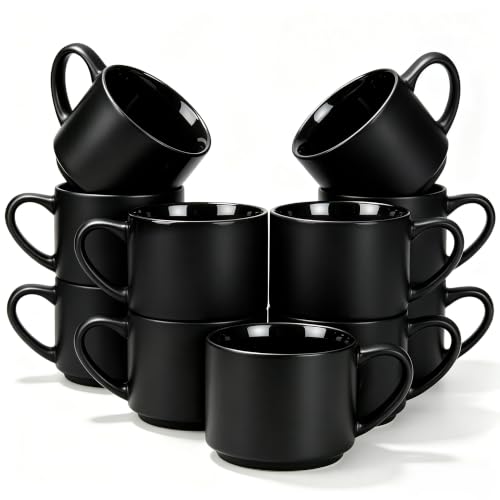 14 OZ Coffee Mugs Set of 12 (Matte Black / Set of 12(14 Ounces))