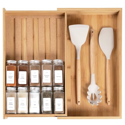 Expandable Spice Drawer Organizer (Natural Bamboo)