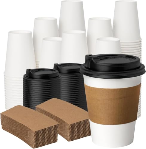 12 oz 1Pack with Lid & Sleeve (White / 12 Ounces)