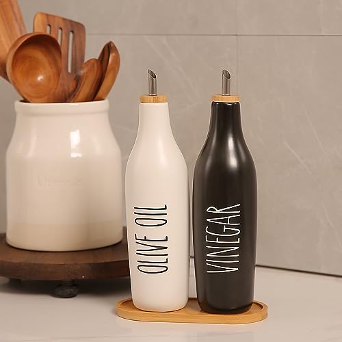 Olive Oil and Vinegar Dispenser Set (Print-Black White&Tary)