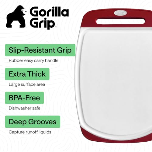 BPA Free Reversible Kitchen Cutting Board (Red/White / Large (Pack of 3))