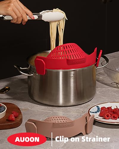 Pot Strainer Clip on Silicone (Red / Large 10.45 x 4.33 in)