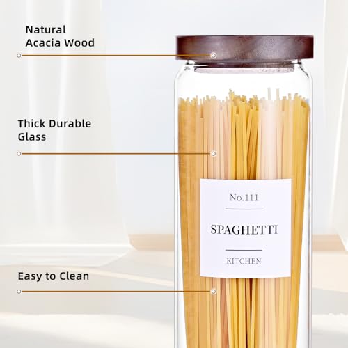 Glass Pantry Storage Jars with Acacia Airtight Lid (50OZ-3PCS)