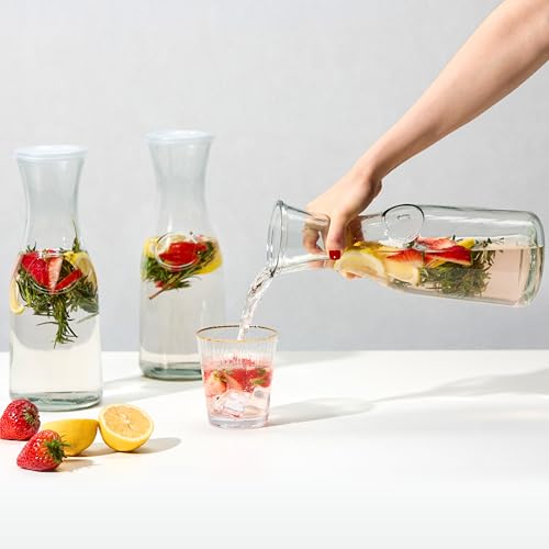 Glass Carafe Pitchers (Set of 3, 1.5 Liter)