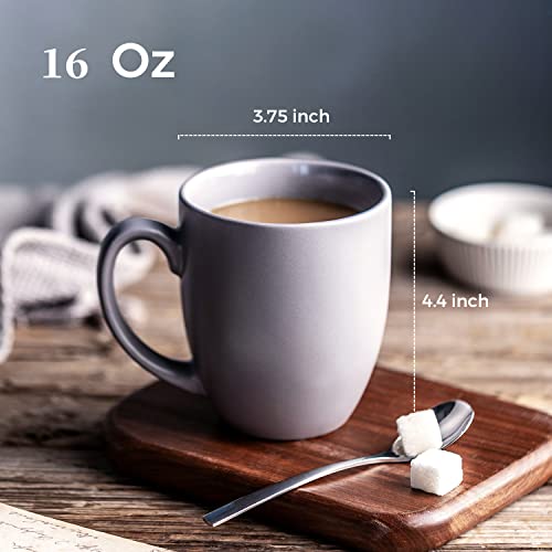 16 oz Coffee Mugs Set of 6 (Matte Gray)