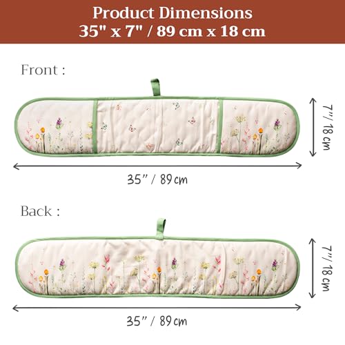Double Oven Mitts 100% Cotton Double Oven Glove (019 - Botanical Fresh / 7" x 35" (Double Oven Mitt))