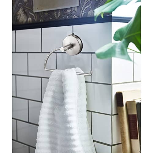 Suction Cup Hand Towel Ring Brushed Nickel Hand Towel Holder for Bathroom Wall SUS 304 Stainless Steel Kitchen Towel Hanger (Brushed Nickel - Style 1 / Style #02)