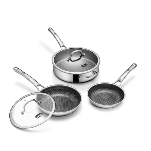 Frying Pans Nonstick Set with Lid (Stainless Steel)