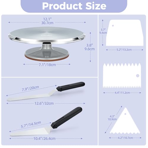 Cake Turntable (Silver / Set 12 inch)