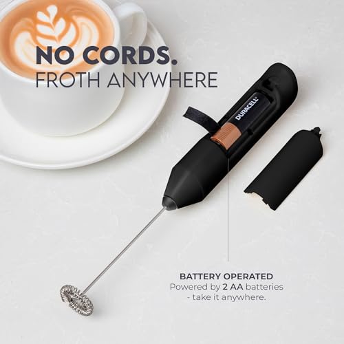 Powerful Milk Frother AA Batteries Included (Zero Black / Compact Frother + Batteries)