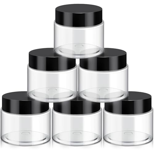6 Pack 8 oz Plastic Jars Containers with Lids Wide (6 Count)
