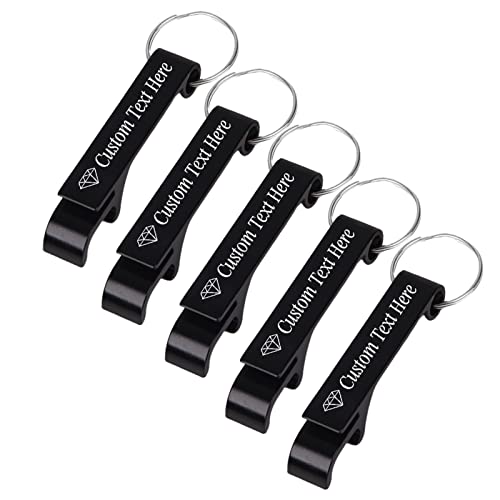 5PCS Personalized Bottle Opener Keychain Bulk Custom Beer Bottle Opener with Logo Text Engraved Wedding Bottle Opener Favors Customized Gifts for Guests Baby Shower Birthday Party (5 Count)