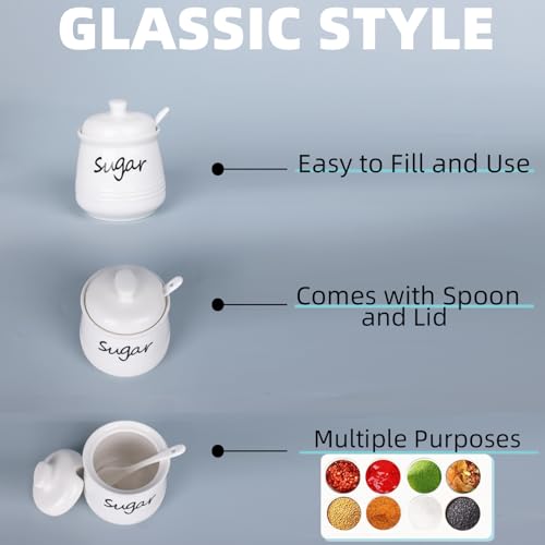 12oz Ceramic Sugar Bowl with Lid and Spoon