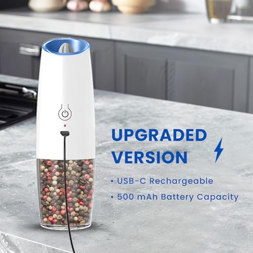 Rechargeable Electric Salt And Pepper Grinder Set (White-Set)