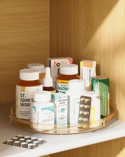 2 Pack Lazy Susan Organizer 9 inch Lazy Susan Turntable for Cabinet (Amber / 9 inch 2 pack)