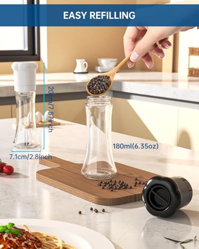 Premium Manual Salt and Pepper Grinder Set (Tall Set - Black)